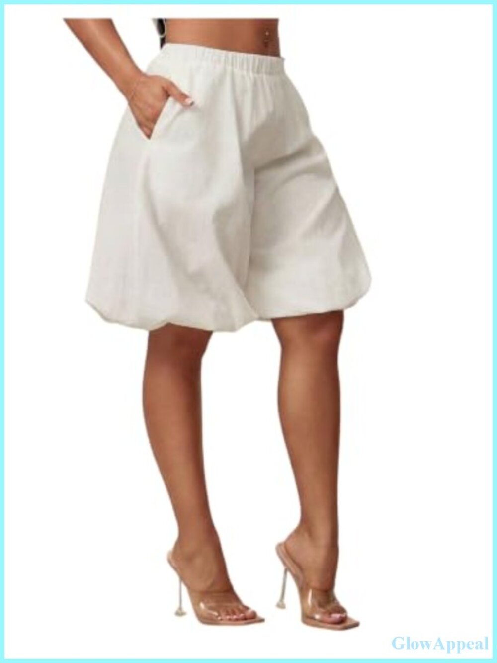 Women's Low Waist Wide Leg Balloon Bermuda Shorts Loose Fit Pockets